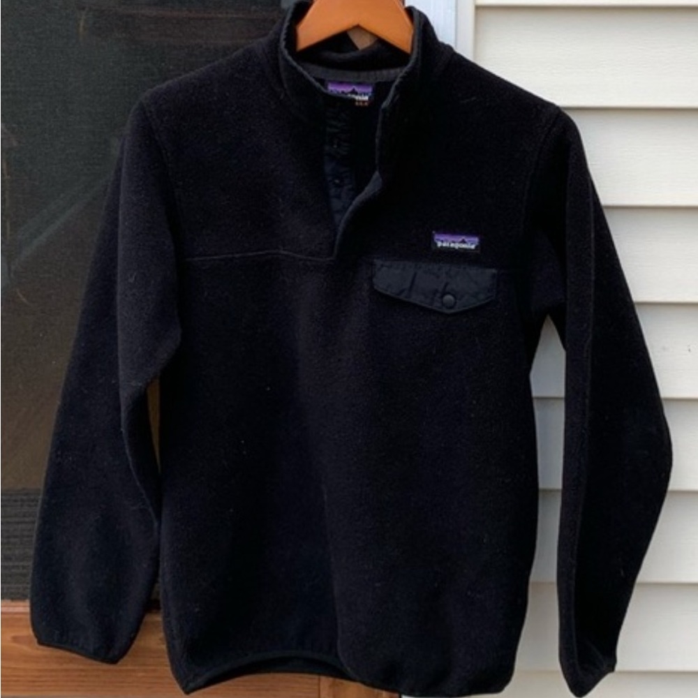 Patagonia Black Fleece Pullover Sweater Sweatshirt oversized jacket synchilla